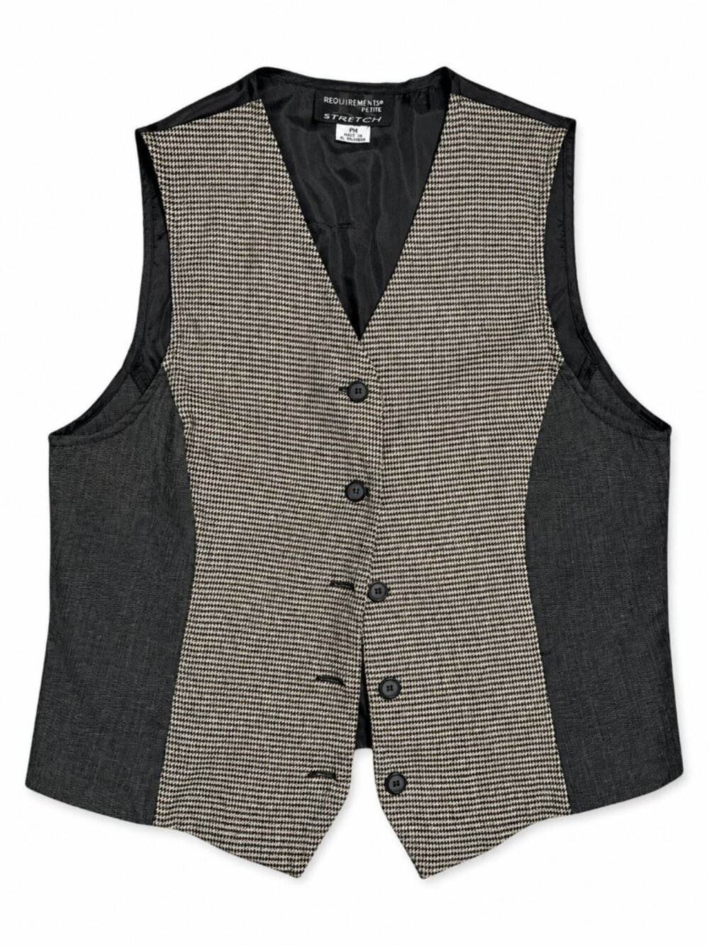 Vintage Requirements Petite Houndstooth Button-Front Stretch Vest Size PM